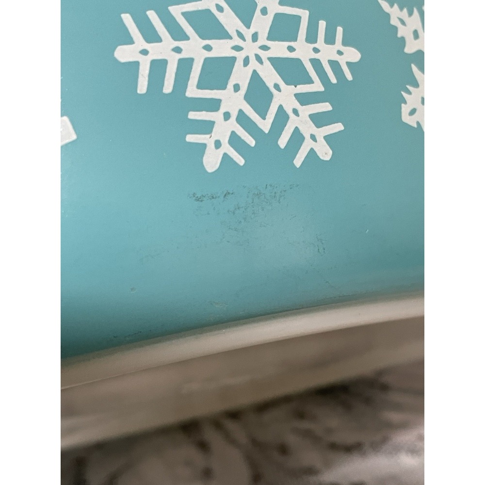 Vintage Pyrex Casserole Baking Dish Turquoise Snowflake 1-1/2 Qt 043 Oval No Lid - Picture 8 of 9
